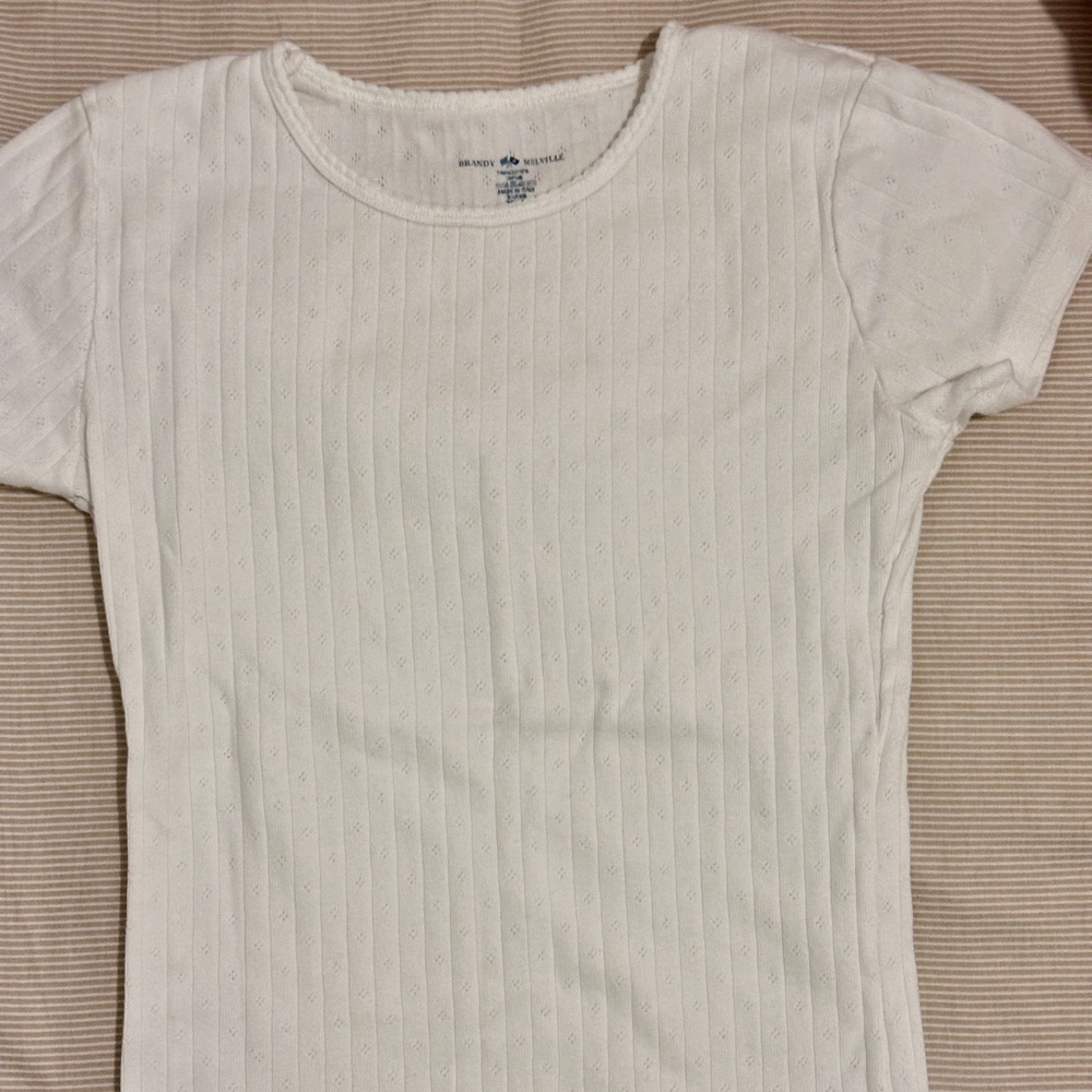 Brandy Melville White Ribbed Top